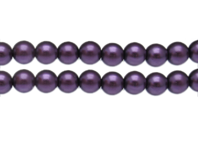 10mm Dark Purple Glass Pearl Bead, approx. 22 beads