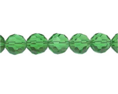 14mm Green Faceted Glass Bead, 12" string 14mm Green Faceted Glass Bead, 12" string