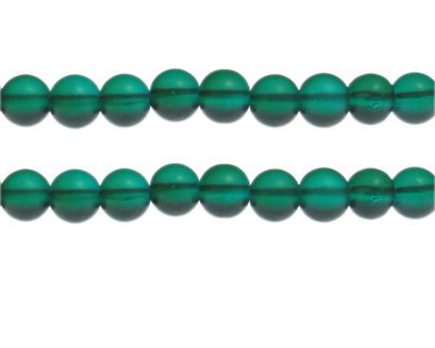 10mm Deep Aqua Semi-Matte Glass Bead, approx. 17 beads