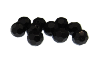 12mm Black Faceted Glass Bead, 10 beads