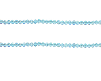 4 x 3mm Turq. AB Finish Faceted Rondelle Bead, 8" string