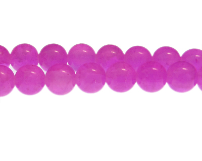 12mm Magenta Gemstone-Style Glass Bead, approx. 18 beads