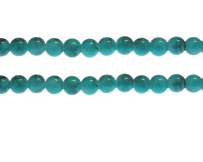 (image for) 8mm Aqua Marble-Style Glass Bead, approx. 55 beads - Click Image to Close
