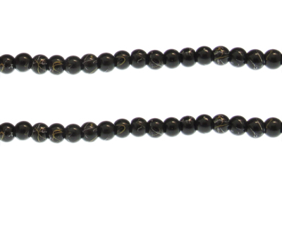 6mm Charcoal Sparkle Abstract Glass Bead, approx. 43 beads