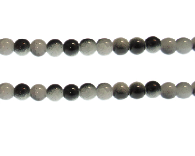 (image for) 8mm Black/Gray Duo-Style Glass Bead, approx. 38 beads - Click Image to Close