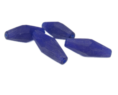 30 x 12mm Matte Blue Faceted Bicone Glass Bead, 4 beads