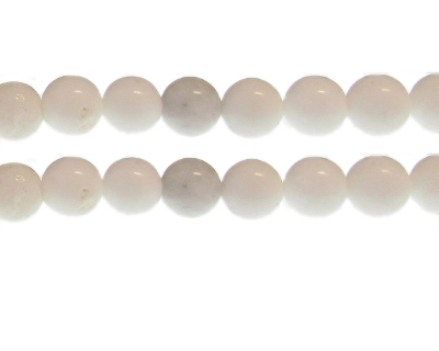 12mm White Opaque Gemstone Bead, approx. 15 beads