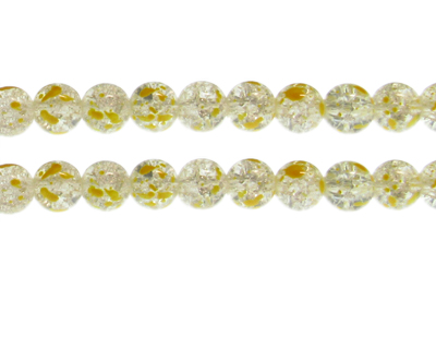 10mm Buttercup Crackle Spray Glass Bead, approx. 23 beads