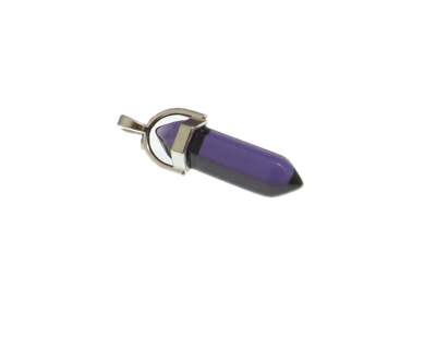 40 x 14mm Purple Glass Pendant with silver bale