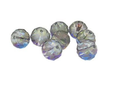 10mm Silver Diamond Faceted Glass Bead, 8 beads