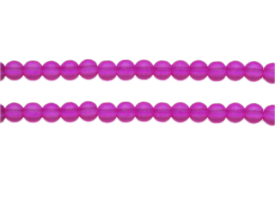 6mm Fuchsia Semi-Matte Glass Bead, approx. 44 beads