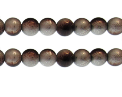 12mm Drizzled Copper/Silver Glass Bead, approx. 13 beads