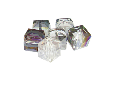 14mm Galaxy Faceted Cube Glass Bead, 6 beads