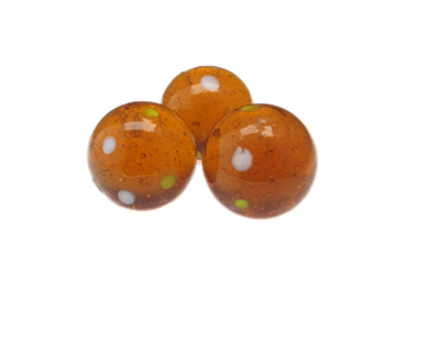 24mm Peach Dot Lampwork Glass Bead, 1 bead, NO Hole