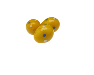24 x 18mm Yellow Dot Lampwork Egg Glass Bead, 5 beads, NO Hole