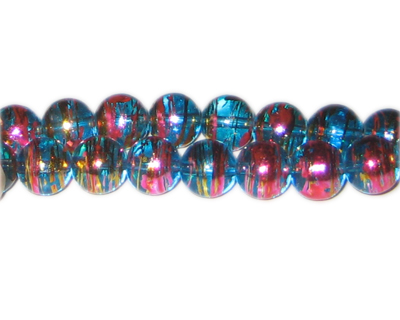 (image for) 10mm Turquoise Twirl Abstract Glass Bead, approx. 22 beads