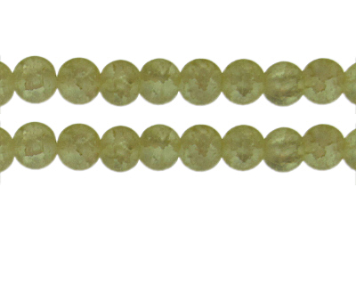 10mm Pale Yellow Crackle Frosted Glass Bead, approx. 17 beads