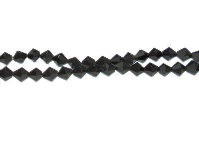 6mm Black Faceted Bicone Glass Bead, 13" string