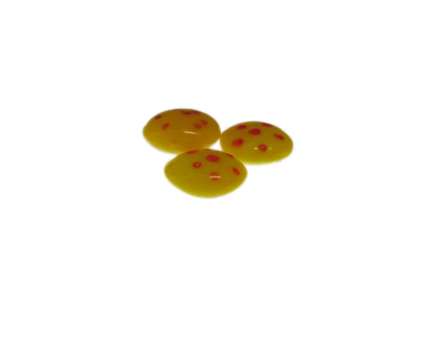 18mm Yellow Dot Lampwork Glass Bead, 1 bead, NO Hole