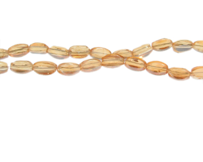 8 x 6mm Peach Electroplated Twisted Oval Glass Bead, 12" string
