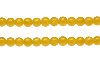 8mm Deep Yellow Gemstone-Style Glass Bead, approx. 37 beads