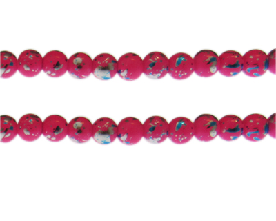 8mm Fuchsia Fun Abstract Glass Bead, approx. 35 beads