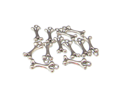 (image for) 18 x 8mm Bone Silver Metal Charm, approx. 12 charms - Click Image to Close