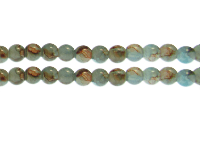 8mm Blue/Brown Duo-Style Glass Bead, approx. 37 beads