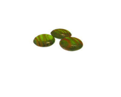 18mm Green Stripe Lampwork Glass Bead, 1 bead, NO Hole