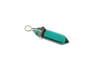 40 x 14mm Green Glass Pendant with silver bale