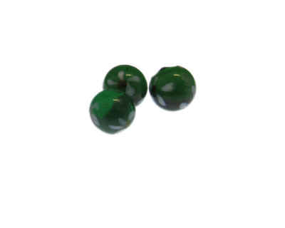 (image for) 18mm Green Floral Lampwork Round Glass Bead, 1 bead, NO Hole