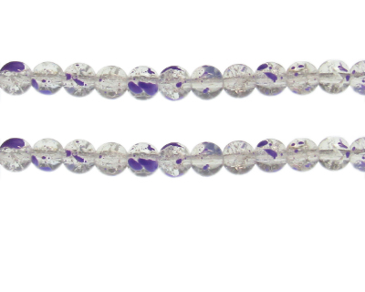 8mm Lavender Crackle Spray Glass Bead, approx. 51 beads