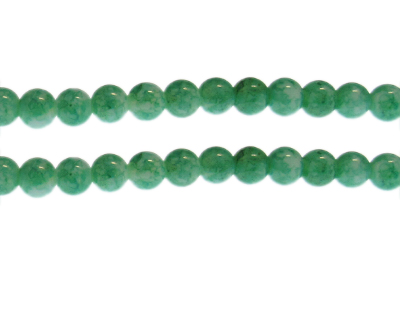 8mm Aqua Green Marble-Style Glass Bead, approx. 53 beads