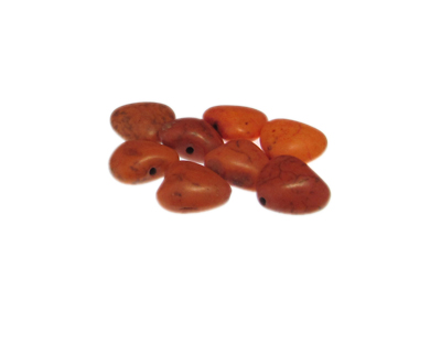14mm Orange Dyed Turquoise Heart Bead, 8 beads