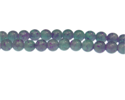 8mm Purple/Petrol Blue Duo-Style Glass Bead, approx. 35 beads