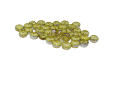 Approx. 1oz. x 6x4mm Yellow Rondelle Glass Bead w/Silver Line Approx. 1oz. x 6x4mm Yellow Rondelle Glass Bead w/Silver Line