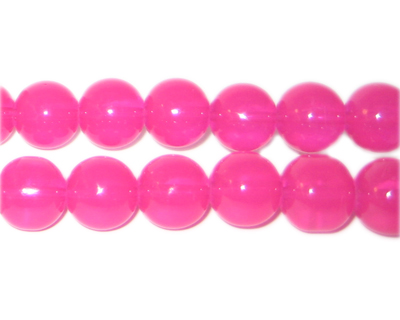 (image for) 10mm Hot Pink Jade-Style Glass Bead, approx. 21 beads
