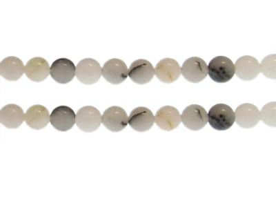 8mm White/Black Quartz Gemstone Bead, approx. 23 beads