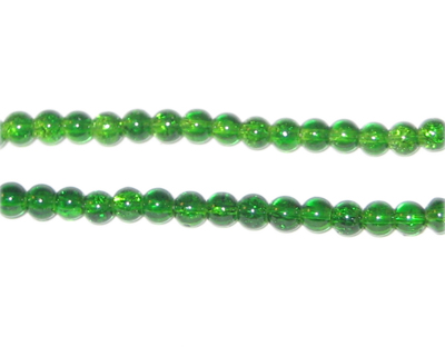 (image for) 4mm Grass Green Crackle Glass Bead, approx. 105 beads - Click Image to Close