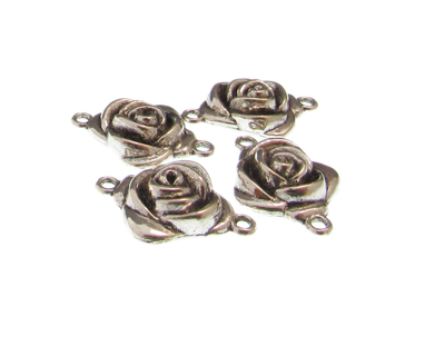 (image for) 30 x 22mm Rose Silver Metal Link, 4 links - Click Image to Close