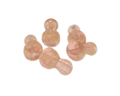 24 x 14mm Peach Bowling Pin Lampwork Glass Bead, 5 beads