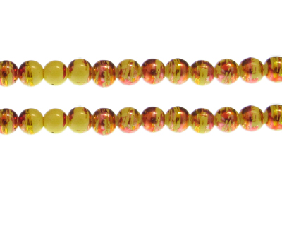 8mm Yellow Mellow Abstract Glass Bead, approx. 37 beads