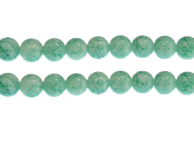 (image for) 10mm Soft Aqua Marble-Style Glass Bead, approx. 22 beads