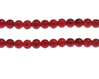 8mm Red Marble-Style Glass Bead, approx. 53 beads