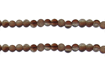 6mm Brown/Crystal Crackle Frosted Duo Bead, approx. 46 beads