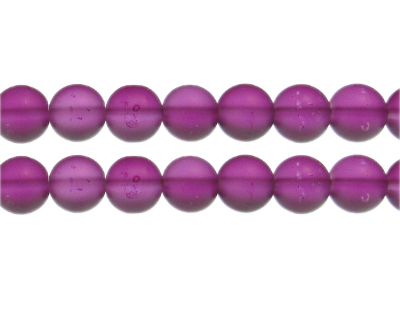 12mm Plum Semi-Matte Glass Bead, approx. 13 beads