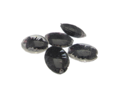 20 x 14mm Inner Black Oval Lampwork Glass Bead, 5 beads