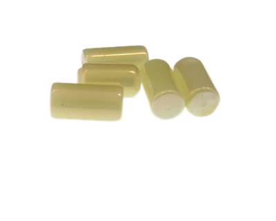 20 x 10mm Ivory Luster Column Pressed Glass Bead, 5 beads