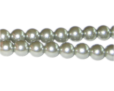 (image for) 10mm Silver Green Glass Pearl Bead, approx. 22 beads