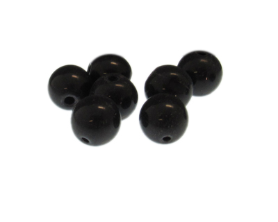 12mm Black Glass Bead, 8 beads, large hole 12mm Black Glass Bead, 8 beads, large hole